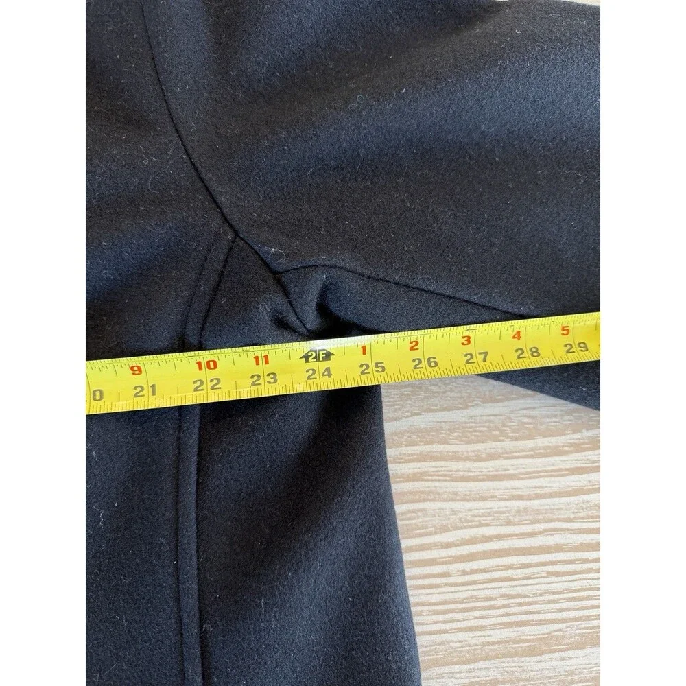 Men’s Black Wool Navy Pea Coat-Sonoma Brand-Large-Fleece Lining-EUC